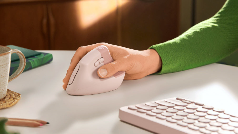 Logitech Lift Vertical Rose - Mouse Ergonómico Femenino Elegante