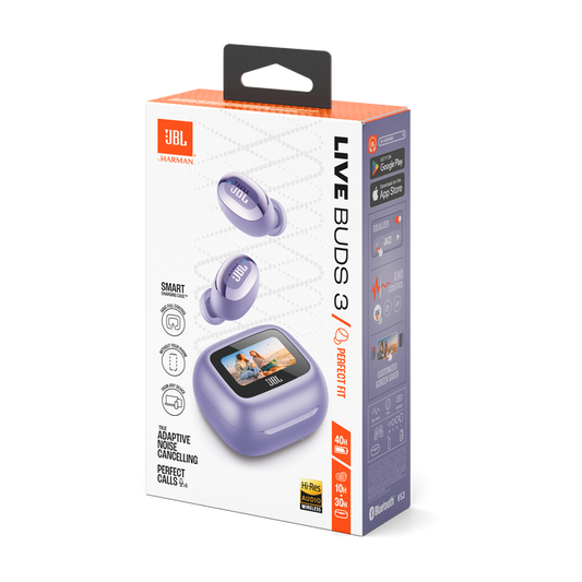 JBL Live Buds 3 Audífonos True Wireless Morados - Diseño Ergonómico Premium