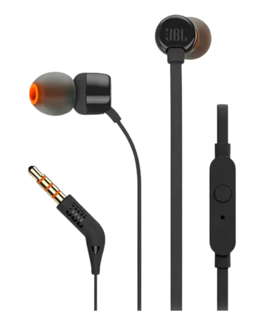 JBL Tune 110 Audífonos con Cable Negros - Audio Puro, Precio Accesible