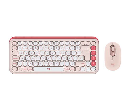 Logitech Pop Icon Combo Rose - Kit Teclado + Mouse Colorido Español