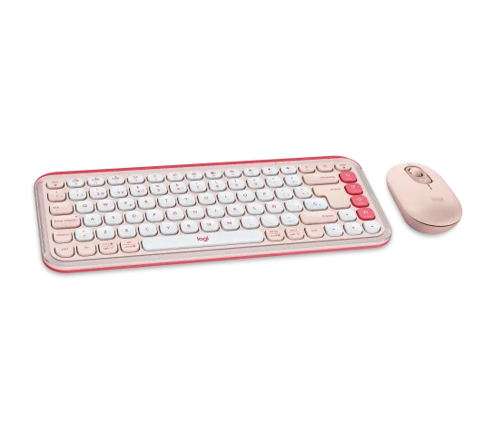 Logitech Pop Icon Combo Rose - Kit Teclado + Mouse Colorido Español