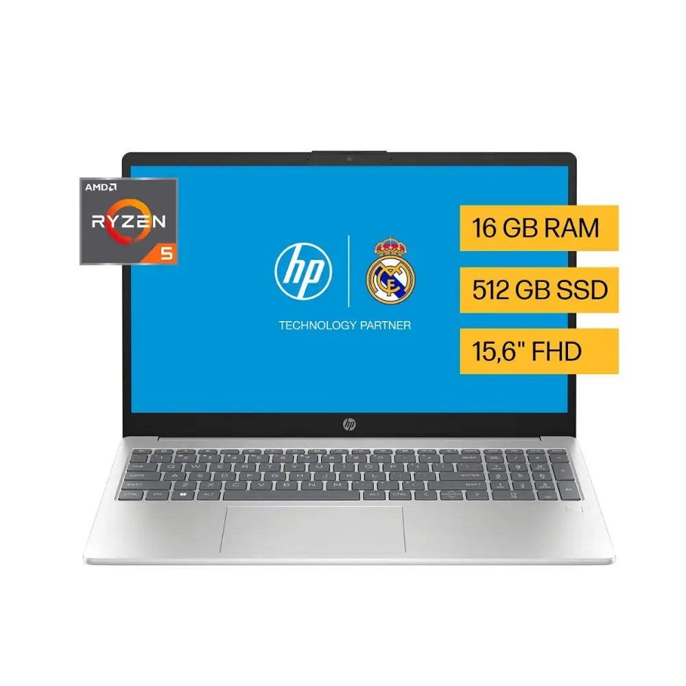 Laptop HP 15-fc0067la - Ryzen 5 7520U, 16GB RAM, 512GB SSD, 15.6" Plata