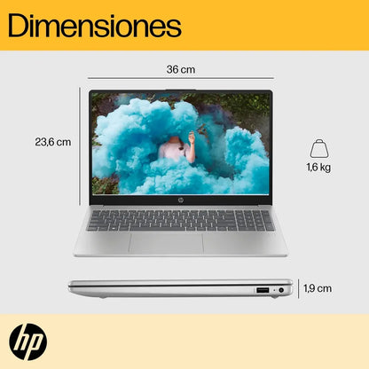 Laptop HP 15-fc0067la - Ryzen 5 7520U, 16GB RAM, 512GB SSD, 15.6" Plata