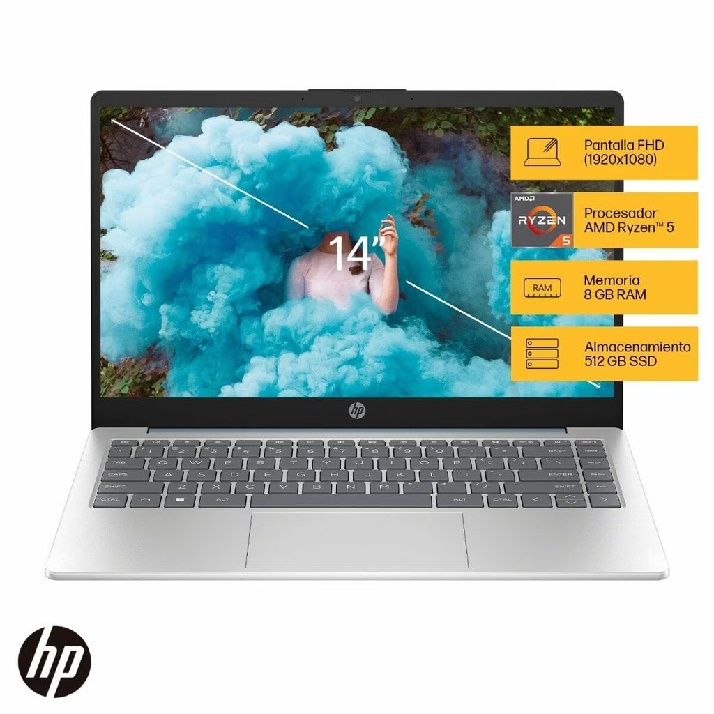 Laptop HP 14-em0017la - Ryzen 5 7520U, 8GB RAM, 512GB SSD, 14" Azul