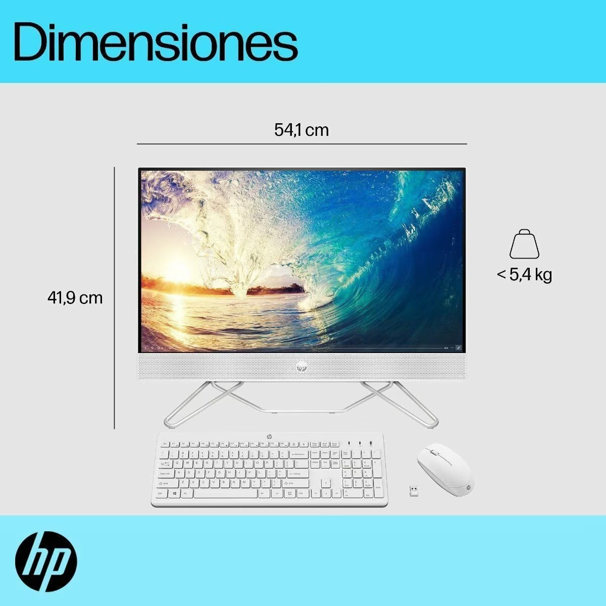 All-in-One HP 24-cb1025la - Intel i5-1235U, 8GB RAM, 512GB SSD, 23.8" Blanco
