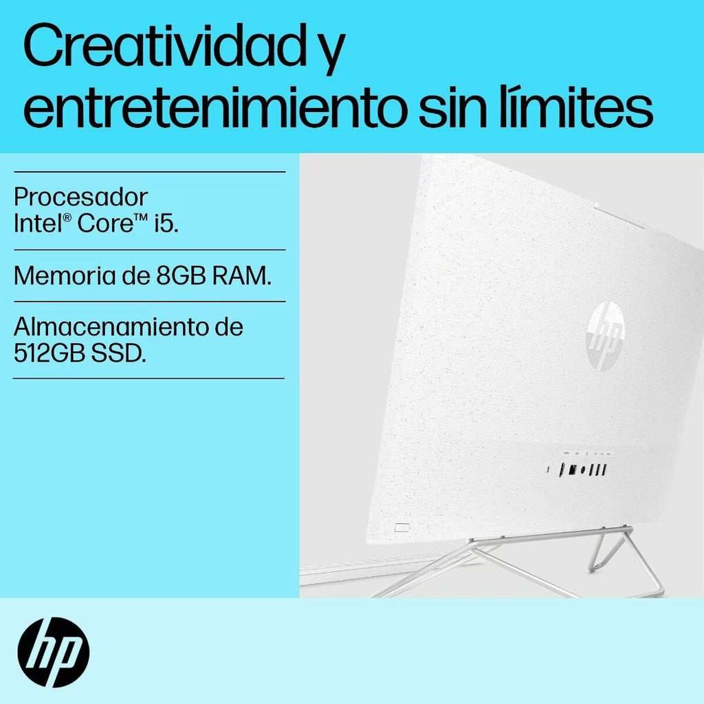 All-in-One HP 24-cb1025la - Intel i5-1235U, 8GB RAM, 512GB SSD, 23.8" Blanco