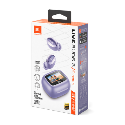 JBL Live Buds 3 Audífonos True Wireless Morados - Diseño Ergonómico Premium