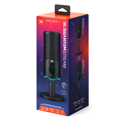 JBL Quantum Stream Micrófono USB Negro - Streaming Pro, Cancelación Ruido