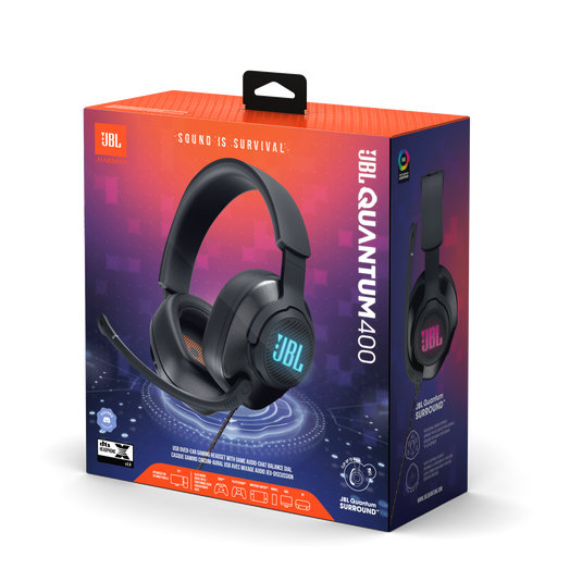 JBL Quantum 400 Audífonos Gaming Negros - Sonido Envolvente, Micrófono Pro