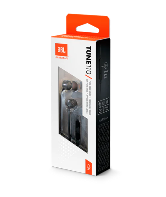 JBL Tune 110 Audífonos con Cable Negros - Audio Puro, Precio Accesible