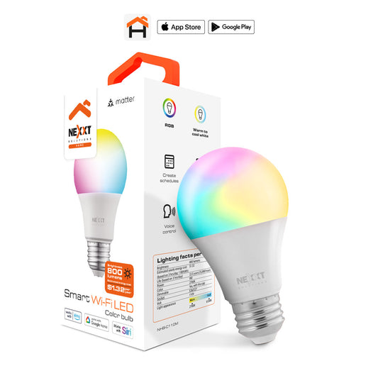 Foco Inteligente Nexxt Home A19 RGB Matter - Smart LED 110V