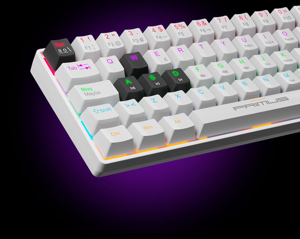 Teclado Mecánico Primus Gaming PKS-060W 60% Blanco - Switch Rojo Español
