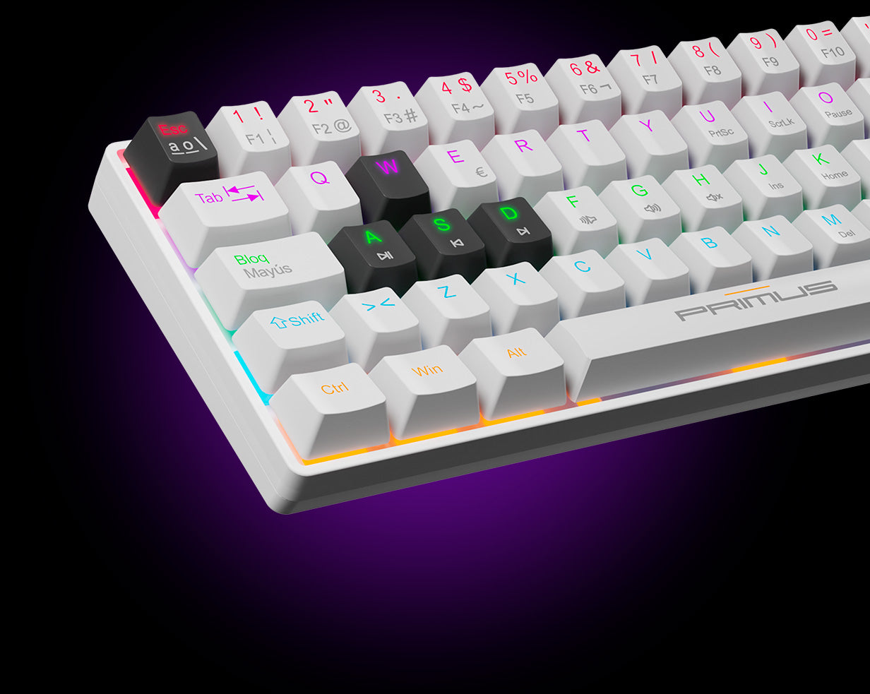 Teclado Mecánico Primus Gaming PKS-060W 60% Blanco - Switch Rojo Español