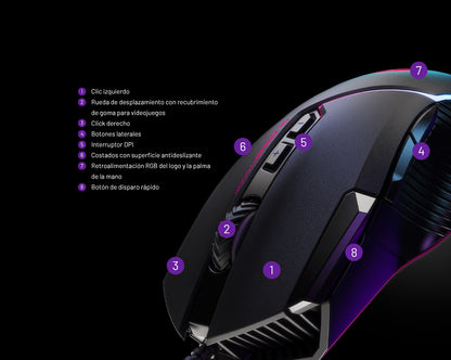 Mouse Gaming Primus Gladius PMO-103 - 12800 DPI, USB Alámbrico