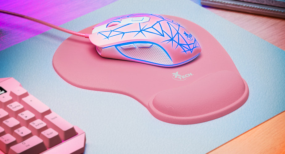 Xtech Skadi XTA-530 Mouse Pad Gaming Gel Rosa - Con Soporte Muñeca