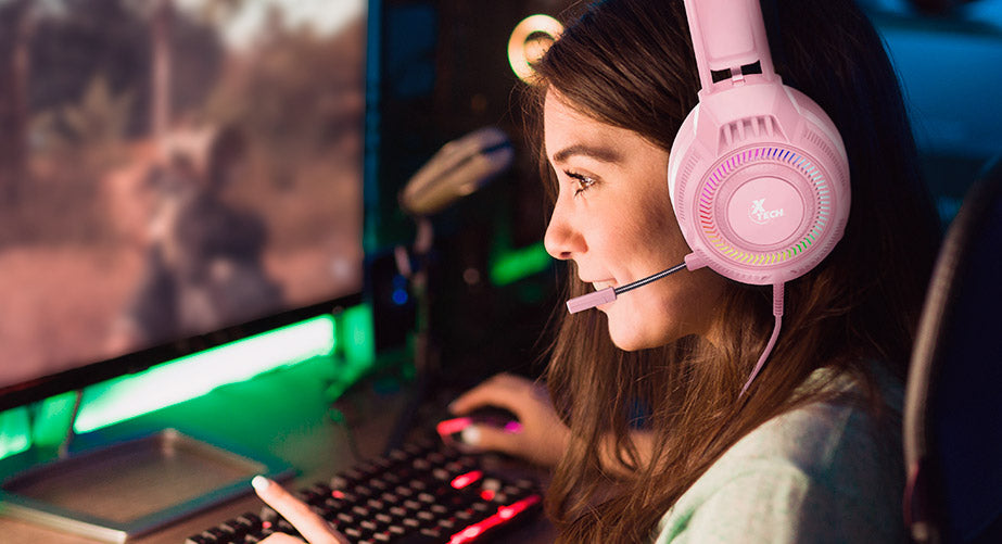 Xtech Khione XTH-564 Headset Gaming Rosa LED - 3.5mm + USB Micrófono