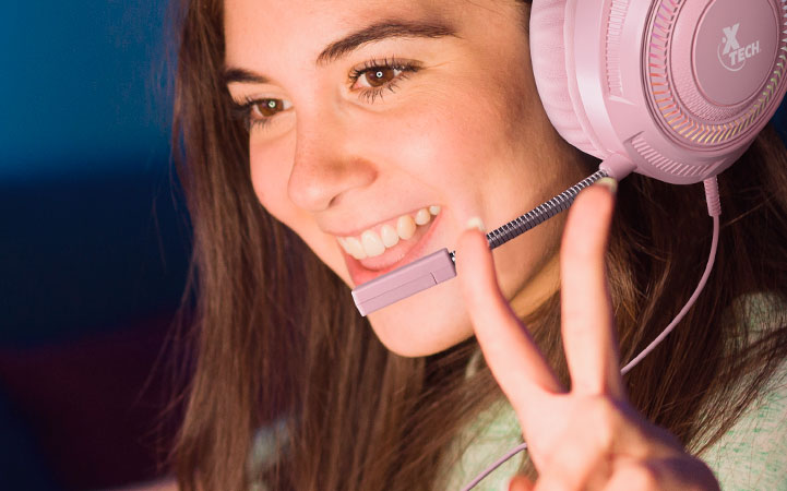 Xtech Khione XTH-564 Headset Gaming Rosa LED - 3.5mm + USB Micrófono